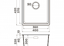 картинка, Кухонная мойка Omoikiri Kata 40-U-BL Artgranit/черный