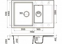 картинка, Кухонная мойка Omoikiri Daisen 78-2T-PL Tetogranit/платина